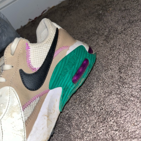 Nike Black and Cream Sneakers with Green and Purple Accents - Picture 1 of 4